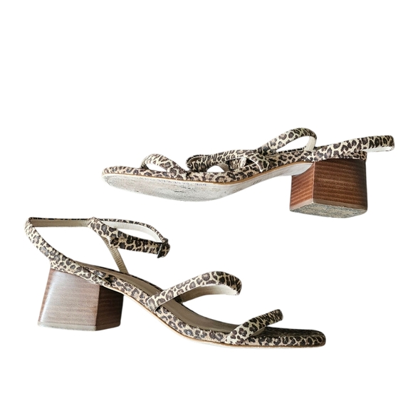 Able Brown and Cream Suede Leather Animal Print Sandal Heels Size 10 - Picture 1 of 6